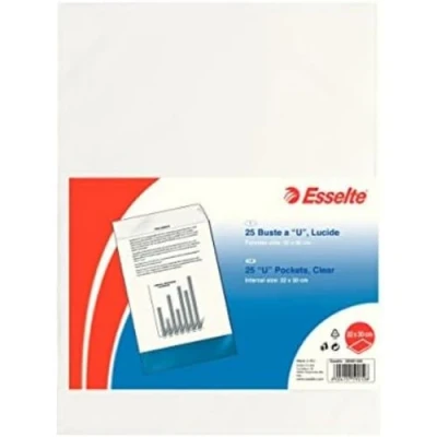 Afbeelding van &#039;Esselte enveloppen A&quot;U de Luxe, transparant, folio gemaakt van PP glanzend nuttig, formaat 22 x 30, stuks 25 enveloppen, 395901200