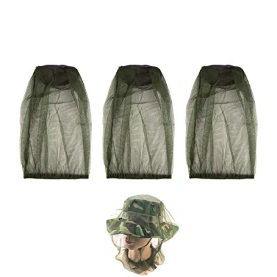 Afbeelding van Premium hoofdnet gezichtsgaas met extra fijne gaten, muggenhoed, masker voor kamperen, wandelen, vissen, bescherming tegen insecten, bijen, muggen, 3 stuks., Count (Pack of 1)