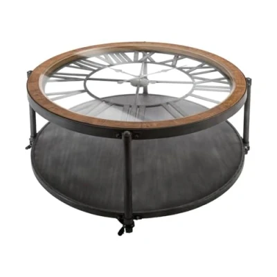 Afbeelding van Atmosphera CREATEUR D&#039;INTERIEUR ATM 157157 salontafel met pendel, retro stijl, metaal, massief ijzer, glasvezel, gehard glas, zwart, cm
