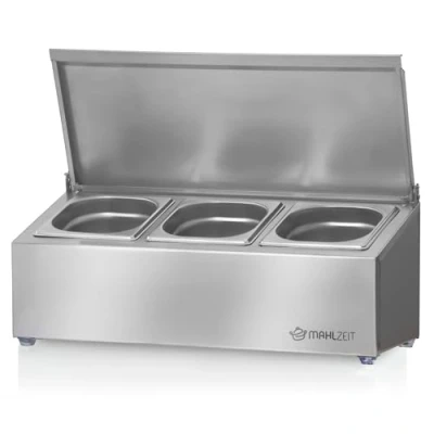 Afbeelding van Mahlzeit Roestvrijstalen ingrediëntenhouder, 1/6 GN cateringcontainer met rubberen voeten, cocktailingrediëntenhouder, bar voor gastronen, keuken, pizzastation, buffetaccessoires, saladebar (3 x