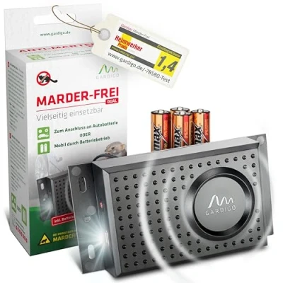 Afbeelding van Gardigo Marten Free Dual incl. batterijen Mobiel marterafweermiddel voor auto, garage, zolder Aansluiting op autoaccu of accu mogelijk Afweermiddel tegen met knipperlicht
