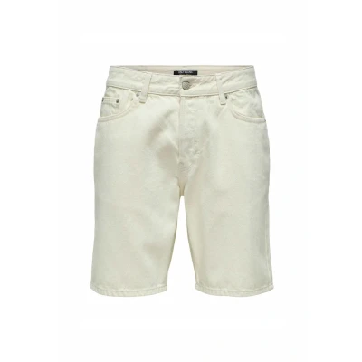 Afbeelding van Only &amp; Sons Onsedge Mittlere Taille Geschnitten Jeansshort, Heren, Maat: Large, Ecru