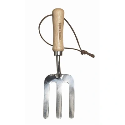 Afbeelding van Kent &amp; Stowe Kindervork lichte bloemvork voor kinderen van roestvrij staal, kleine plantenvork met steel essenhout, lengte: 19,7 cm