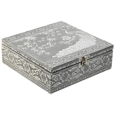 Afbeelding van Doos Juwelenkistje Home ESPRIT Groen Zilverkleurig Hout Aluminium 18 x 6 cm
