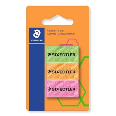 Afbeelding van STAEDTLER 526F BK3 gum neon, gesorteerd, 3 stuks op blisterkaart