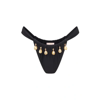 Afbeelding van Moda Minx Selene Droplet Rouched Fixed Bikinibroekje, Dames, Maat: Medium, Black