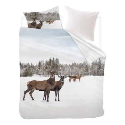 Afbeelding van Snoozing Winter Landscape Flanel Dekbedovertrek Tweepersoons 200x200/220 cm Wit