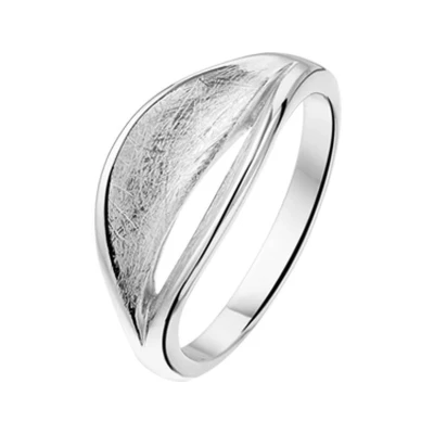 Afbeelding van Zilver Gerhodineerde Ring gescratcht poli/mat 1319623 17.75 mm (56)