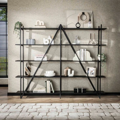 Afbeelding van Fraaai Kingsley stellingkast 220 cm XL 5 laags grijs Hout