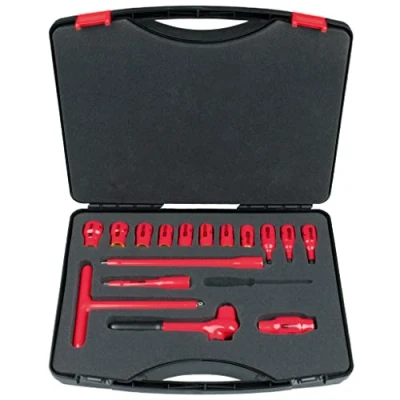 Afbeelding van KS Tools, Dopsleutel + dopmoer, 3/8 inch doppenset met geïsoleerd gereedschap, 16 stuks.