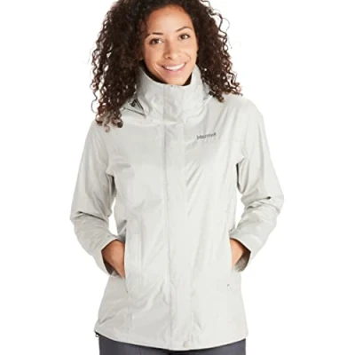 Afbeelding van Marmot Women&#039;s Wm&#039;s PreCip Eco Jacket, Waterproof Lightweight Hooded Rain Windproof Raincoat, Breathable Windbreaker, Ideal for Running and Hiking, Platinum, S