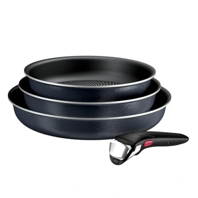 Afbeelding van Tefal Ingenio Enjoy Pannenset, 3 delig, 22/24/28 cm + afneembare handgreep, geschikt voor inductie, antiaanbaklaag, titanium coating, Light Tech technologie, stapelbaar, vaatwasmachinebestendig en