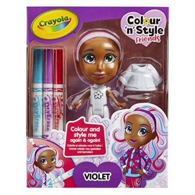 Afbeelding van CRAYOLA Kleur &#039;n&#039; Style Friends: Violet &amp; je eigen pop, steeds opnieuw! (Inclusief Magic Dry Erase Pennen) Ideaal voor kinderen van 3 jaar