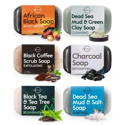 Afbeelding van O Naturals Moisturizing Soap Bars Natuurlijke zeep, biologische zeep Lichaamszeep, Gezichtszeep en Handzeep Douchezeep, Body Wash Bar Diep reinigende voor de huid (6 stuks, Zwarte zeep)