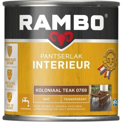 Afbeelding van Rambo Interieur Lak Transparant Mat Koloniaal Teak 0769 0,75 liter