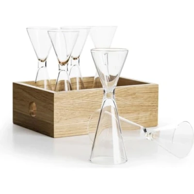 Afbeelding van Sagaform Nature snapsglas in bamboebox 6 pack 4 cl Bamboe helder