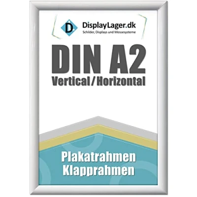Afbeelding van DisplayLager A2 wit klapframe met 25 mm aluminium profiel, spiegelende beschermschijf, bevestigingsmateriaal