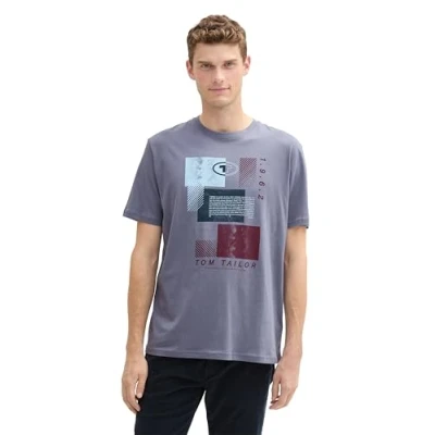 Afbeelding van TOM Tailor Tshirt print, Heren, Maat: Medium, Dove grey