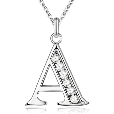 Afbeelding van Zilverkleurige Letter A Dames Ketting met Zirkonia