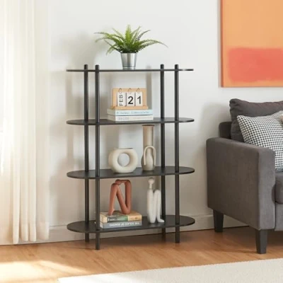 Afbeelding van Boekenkast Øvre open kast 108x80x30 cm zwart [en.casa]