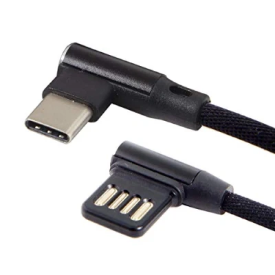 Afbeelding van Cablecc Micro USB 5Pin/USB C 3.1 Type naar links rechts hoek 90 graden 2.0 datakabel met hoes voor tablet en telefoon 15 cm … (USB C)