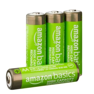 Afbeelding van Amazon Basics AA batterijen, oplaadbaar, hoge capaciteit, NiMh, vooraf opgeladen, set van 4 (uiterlijk kan variëren)
