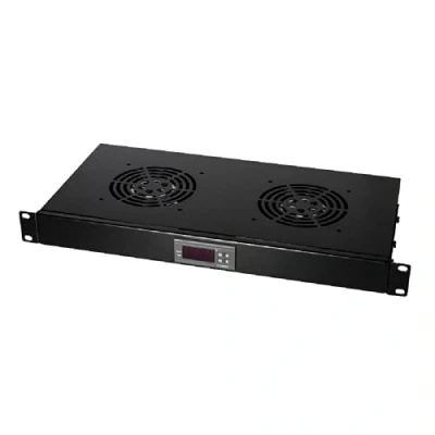 Afbeelding van LogiLink FAU02FB ventilator met thermostaat (2 ventilatoren, 220/240 V, 48,3 cm) zwart
