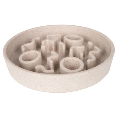 Afbeelding van District 70 Bamboo Cat Slow Feeder Kattenvoerbak Ø13.5 cm Beige
