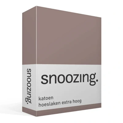 Afbeelding van Snoozing Katoen Extra Hoog Hoeslaken Eenpersoons 70x200 cm Taupe