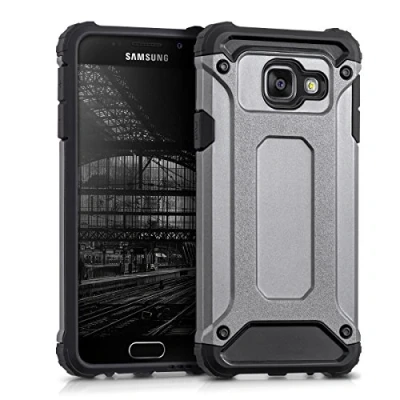 Afbeelding van kwmobile hoesje compatibel met Samsung Galaxy A3 (2016) Hybride telefoonhoesje Back cover in antraciet/zwart Transformer