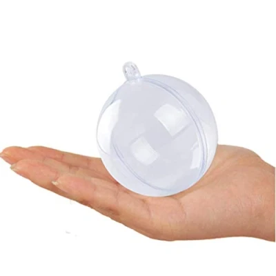 Afbeelding van Transparante ballen, set van 30 stuks, kerstballen om zelf te vullen, plastic, 8cm