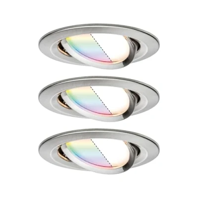 Afbeelding van Paulmann 92965 Nova Plus LED inbouwlamp Smart Home Zigbee set rond draaibaar 3x5,2 W RGBW dimbaar geborsteld ijzeren spot aluminium zink 2700K