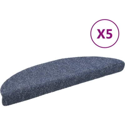 Afbeelding van vidaXL Trapmatten zelfklevend 5 st 56x17x3 cm naaldvilt blauw