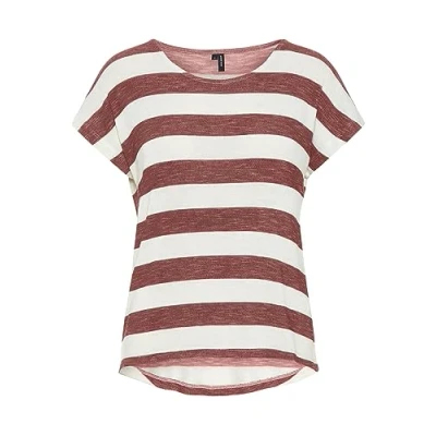 Afbeelding van Vero Moda Vmwide Stripe Tshirt print, Dames, Maat: XS, Marsala/snow white