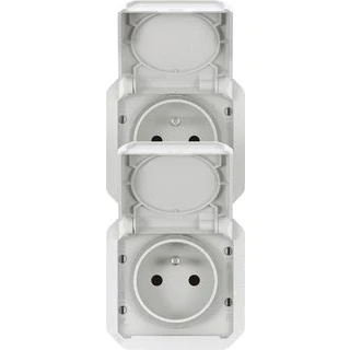 Afbeelding van Legrand plexo 2v contactdoos pa 2p a voorbedraad verticaal ip55 ik08 wit 069643l