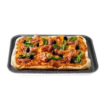 Afbeelding van NAMAI Rechthoekige pizzaplaat, anti aanbaklaag, steeneffect, bakvorm voor professionele pizza (40 x 28)