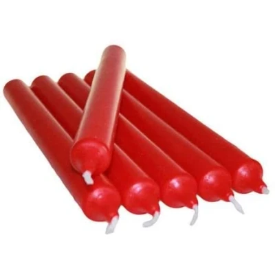 Afbeelding van REQUISITE NEEDS Pack van 10 x Kleurrijke Paraffine Wax Dinner Stick Kaarsen (Rood)…