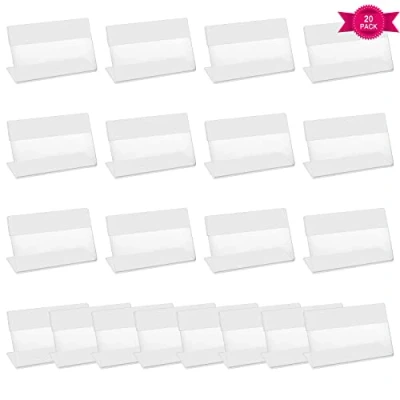 Afbeelding van Bigxin 20 stks Mini Acryl Label Houders, Transparante Merchandise Teken Display Houder Prijs Kaartlabel Stand Clear L Vorm Prijskaartje voor Supermarkt Winkel