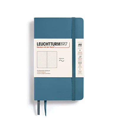 Afbeelding van Leuchtturm1917 A6 Pocket Notitieboek dotted Softcover Stone Blue