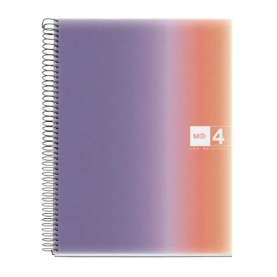 Afbeelding van Miquelrius Notitieboek A4, gelinieerd geruit 5 mm, 120 vellen 70 g/m², 4 gekleurde strepen, microgeperforeerde spiraal, polypropyleen omslag, gaten, notebook A4 Aurora Provence
