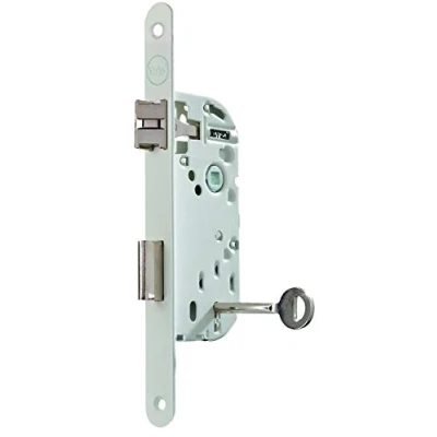 Afbeelding van Yale Insteekslot met sleutel, as 40 mm, kist 135 mm NF gecertificeerd niveau 2 Y75R A40/B/SC Omkeerbare beugel, ronde eindhuls Binnendeur, slaapkamer, kantoor Wit, inclusief sluitplaat en