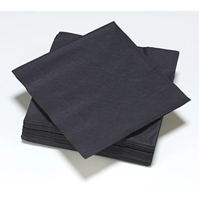 Afbeelding van 50 zwarte servetten van watten, 2 laags, FSC® 33 x cm