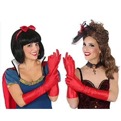 Afbeelding van Verkleed party handschoenen voor dames polyester rood one size lang model