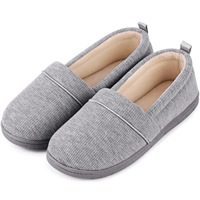 Afbeelding van EverFoams Gezellige pantoffels van traagschuim, lichte badstof met antislip rubberen zool, lila, lichtgrijs, 39 EU