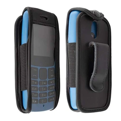 Afbeelding van caseroxx Leren tas met riemclip voor Nokia 110 uit echt leer, mobiele telefoonhoes riem (met venster gemaakt van vuilafstotende transparante film erin zwart)