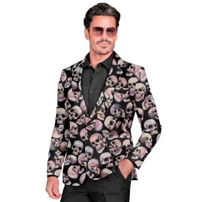 Afbeelding van Widmann Spaans &amp; Mexicaans Kostuum Skull Chic Colbert Man Zwart XXL Carnavalskleding Verkleedkleding