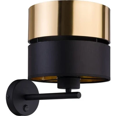 Afbeelding van TK Lighting Wandlamp Hilton, zwart/goud
