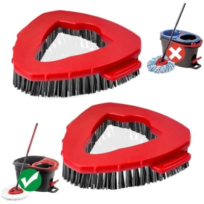 Afbeelding van NEWHE 2 stuks schrobbers voor Vileda Turbo EasyWring, Triangle Mop Spin Kop, vloerwisser, schuurborstel, reinigingsborstel badkamer en keukentegels
