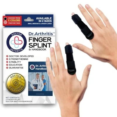 Afbeelding van Medische vingerspalk met gids, voor triggerfinger, artritis &amp; RSI vingerbrace wijs /midden /ring vinger pink (Zwart, S/M, Enkel)
