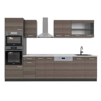 Afbeelding van Vicco Complete keukeneenheid R Line, Edel grijs/antraciet, 300 cm met hoge kast, WB Marmer